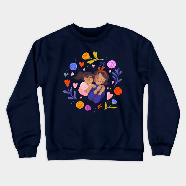 Mom daughter Colorful Doodles Crewneck Sweatshirt by Mako Design 